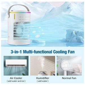 Portable Air Conditioners, 3 Speeds Rechargeable Evaporative Personal Air Cooler